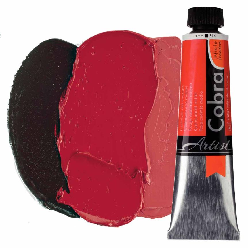 Cobra Water-Mixable Oil Color, Cadmium Red Medium 150ml Tube