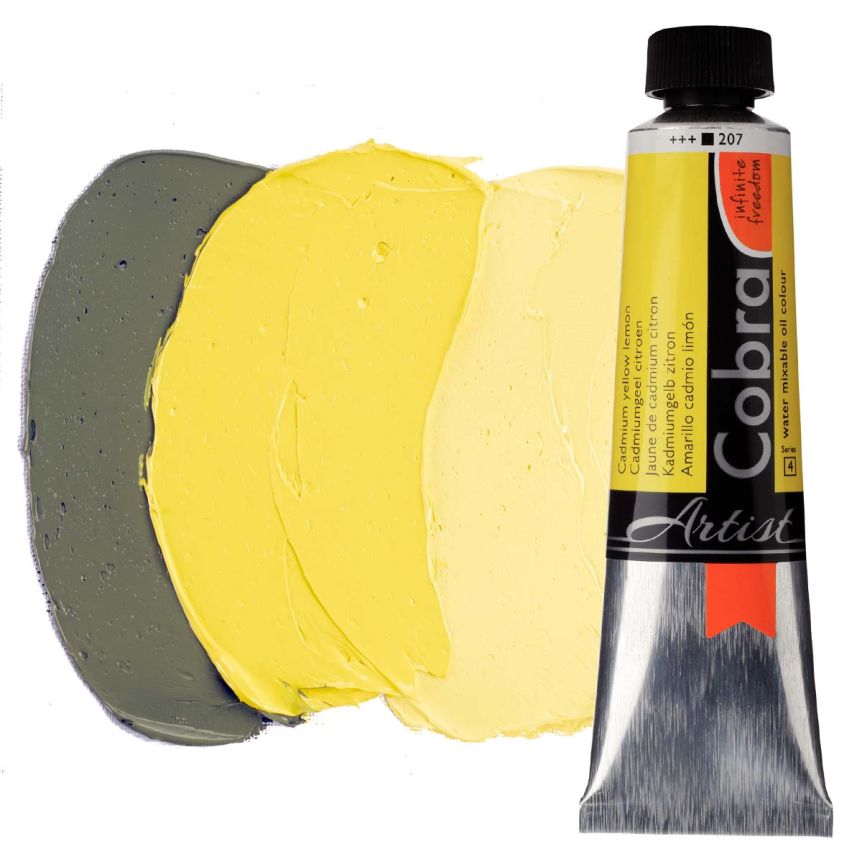 Cobra Water-Mixable Oil Color, Cadmium Yellow Lemon 150ml Tube