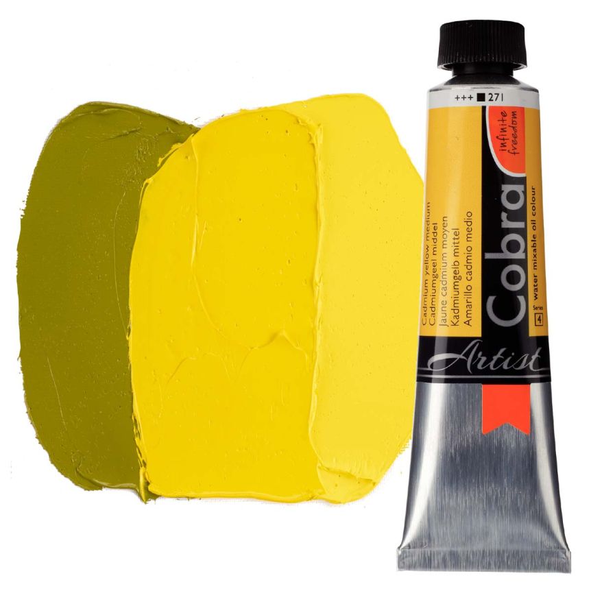 Cobra Water-Mixable Oil Color, Cadmium Yellow Medium 150ml Tube