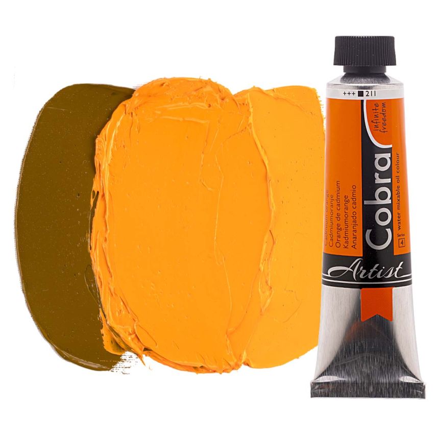 Cobra Water-Mixable Oil Color, Cadmium Orange 40ml Tube