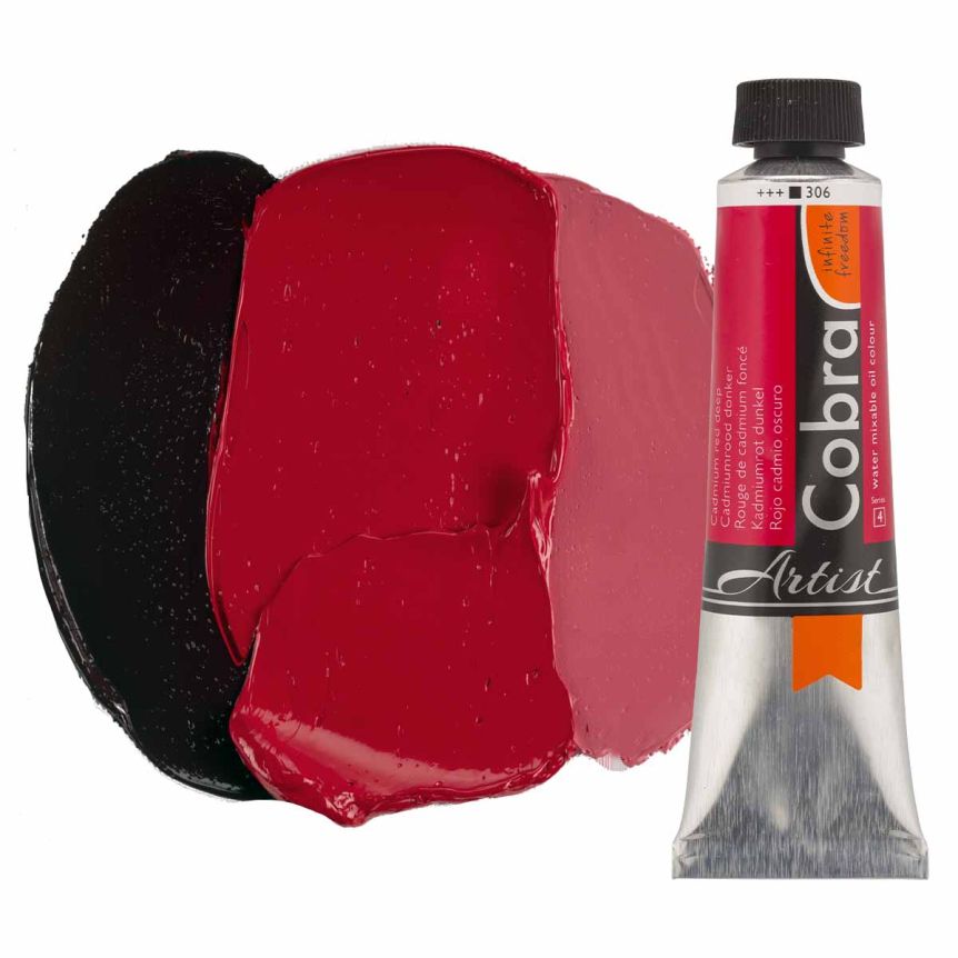 Cobra Water-Mixable Oil Color, Cadmium Red Deep 40ml Tube