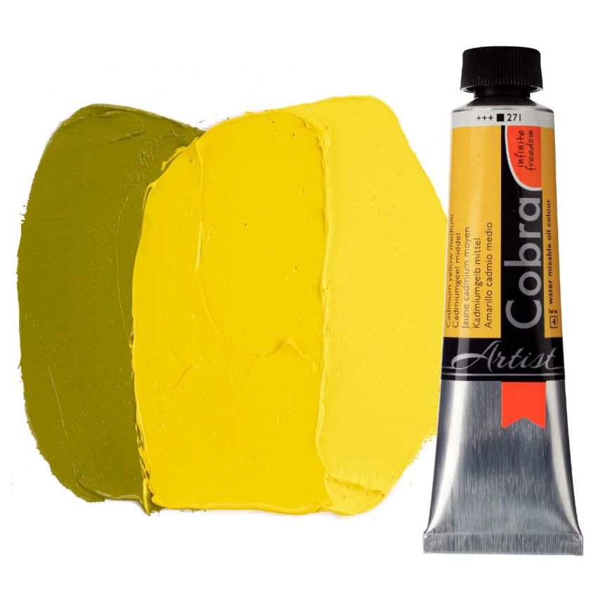 Cobra Water-Mixable Oil Color, Cadmium Yellow Medium 40ml Tube