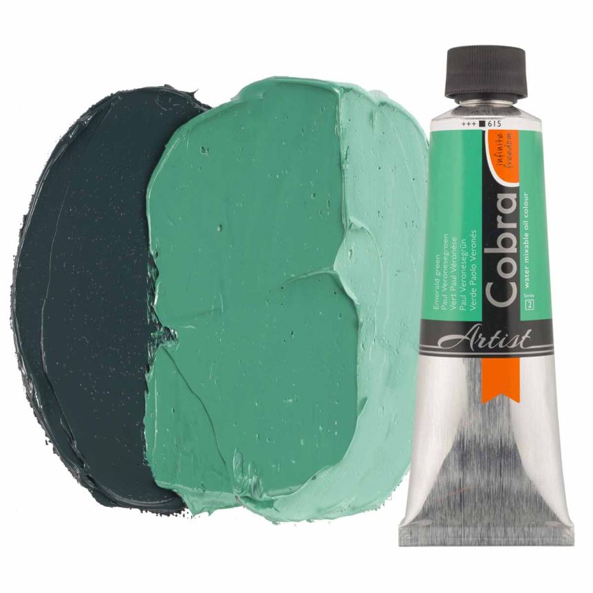 Cobra Water-Mixable Oil Color, Emerald Green 40ml Tube