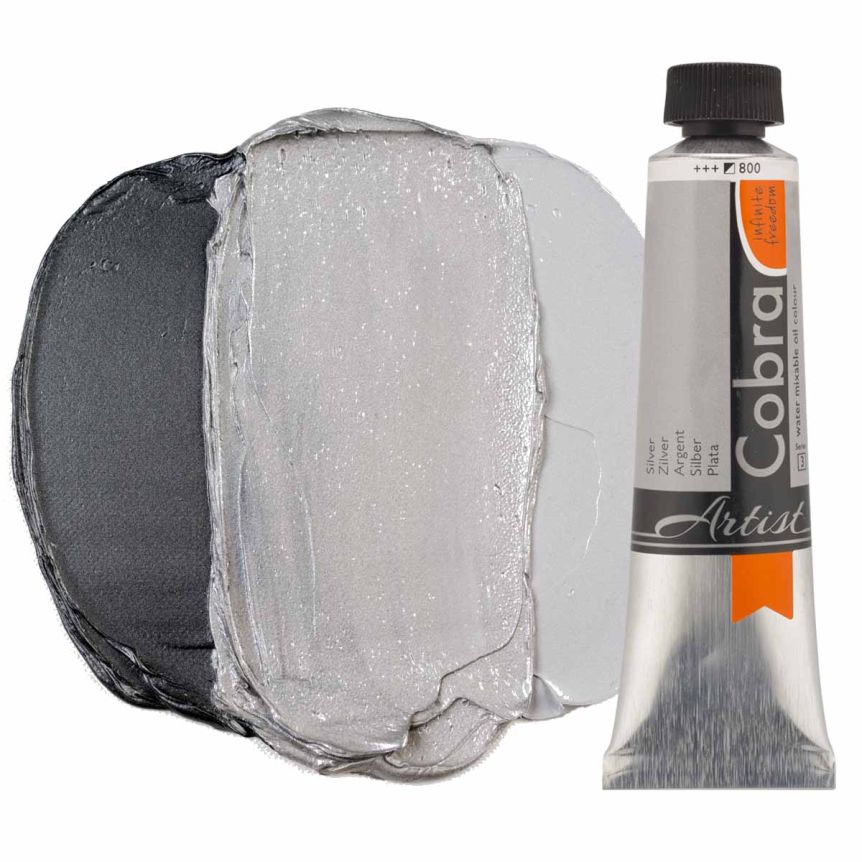 Cobra Water-Mixable Oil Color, Silver 40ml Tube