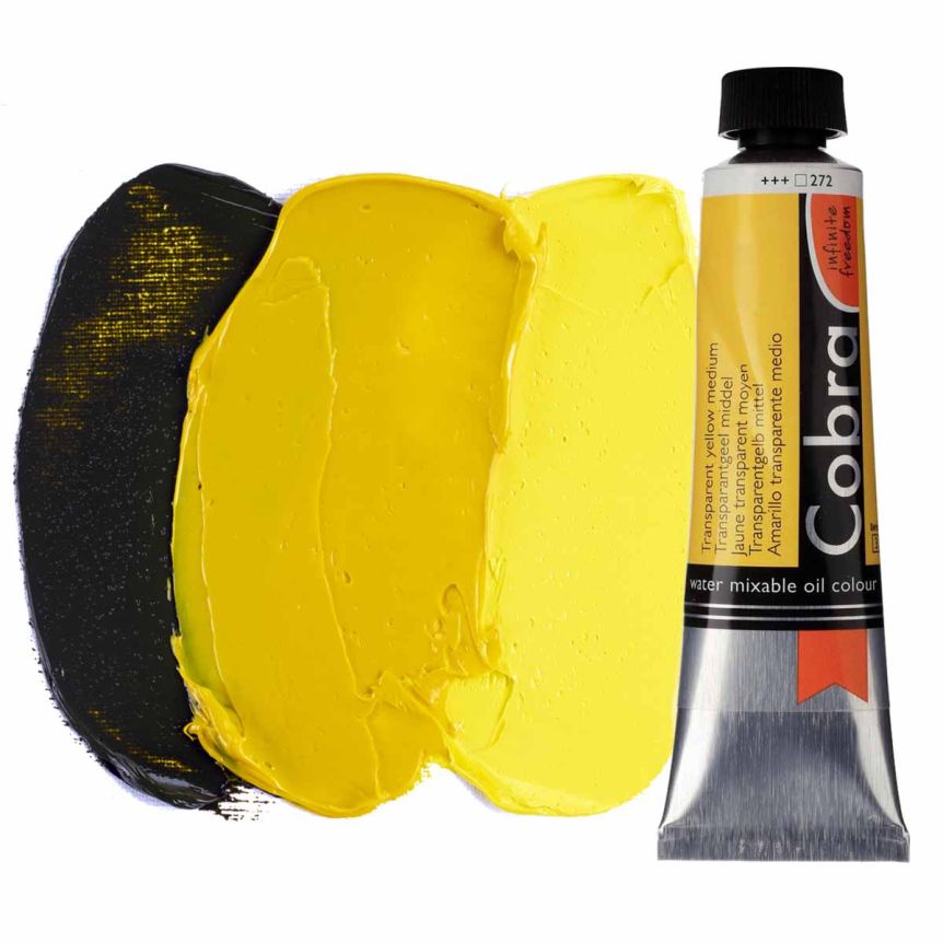 Cobra Water-Mixable Oil Color, Transparent Yellow Medium 40ml Tube