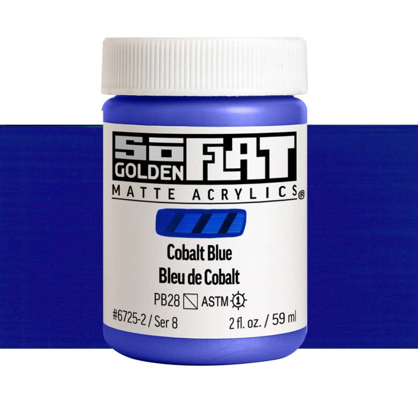 GOLDEN SoFlat Matte Acrylic - Cobalt Blue, 2oz Jar