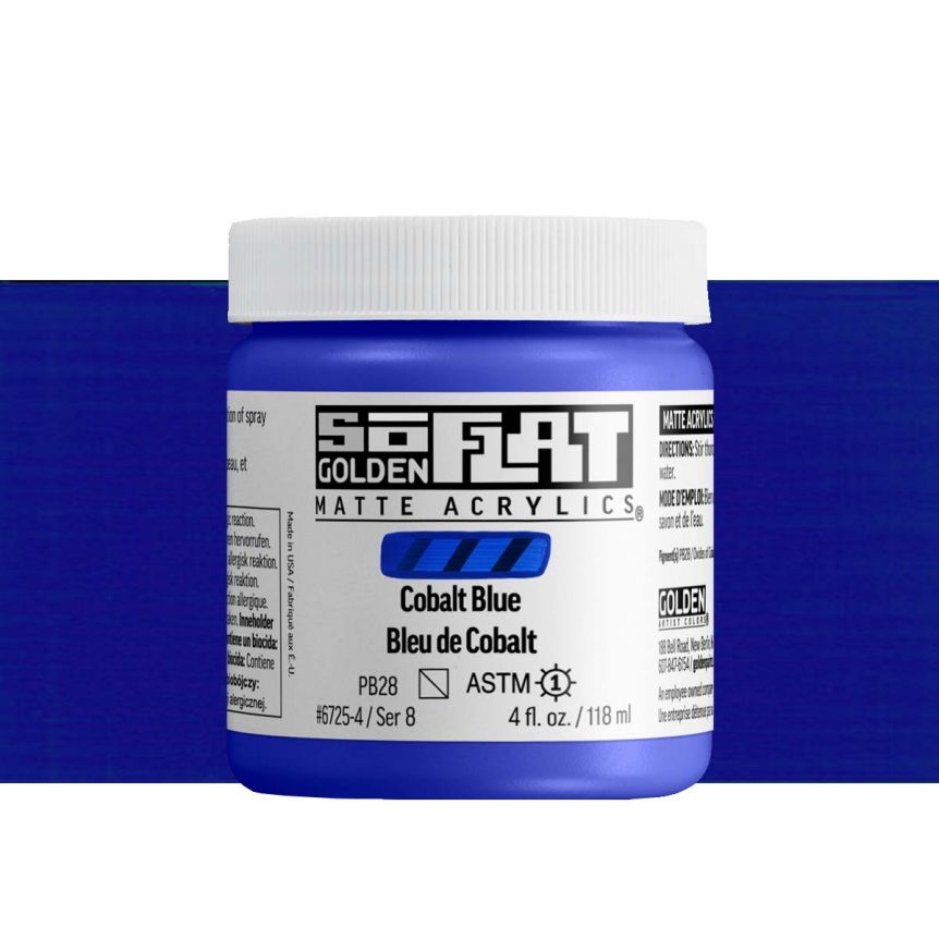 GOLDEN SoFlat Matte Acrylic - Cobalt Blue, 4oz Jar