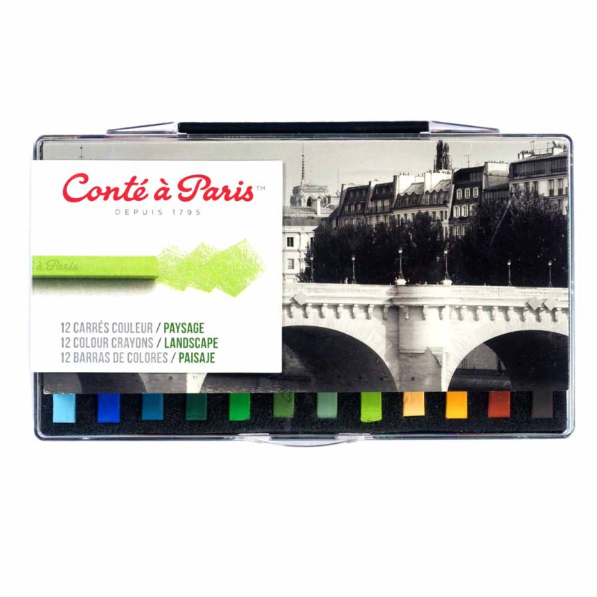 Conté à Paris Landscape Colour Carre Crayons - Square Pastel Set Of 12