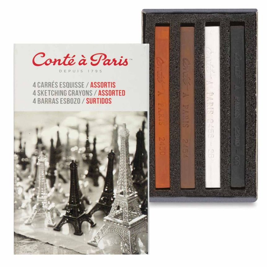 Conté À Paris Carrés Match Box Set Classic Colors (Set of 4