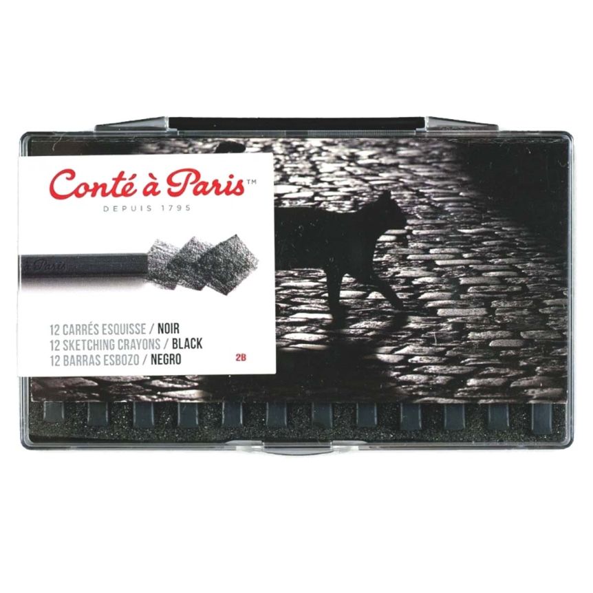 Conté Crayon Set of 12 - Black 2B