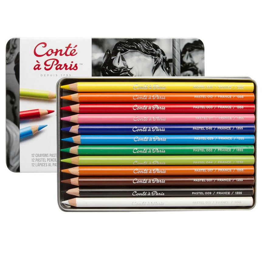 Conté À Paris Pastel Pencil Sets Set of 12, Assorted Colors