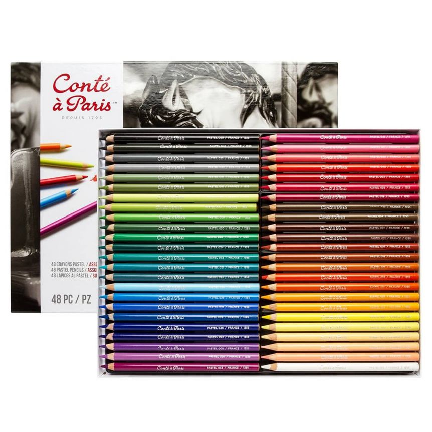 Conté Pastel Pencils Set of 48, Assorted Colors