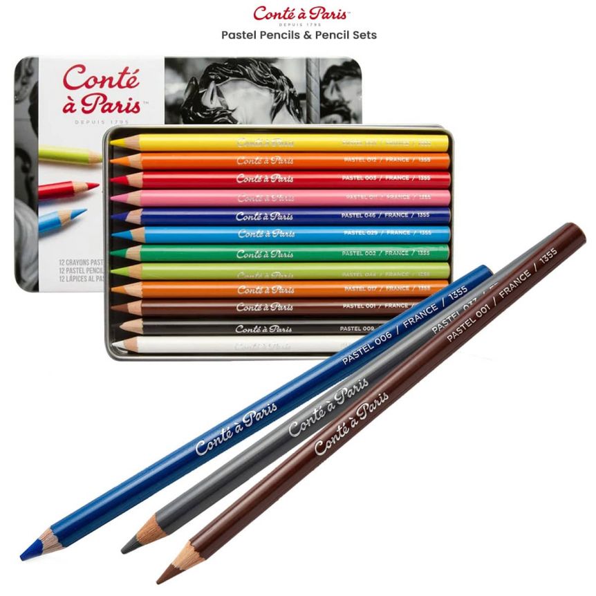  Conté à Paris Pastel Pencils with 24 Assorted Colors