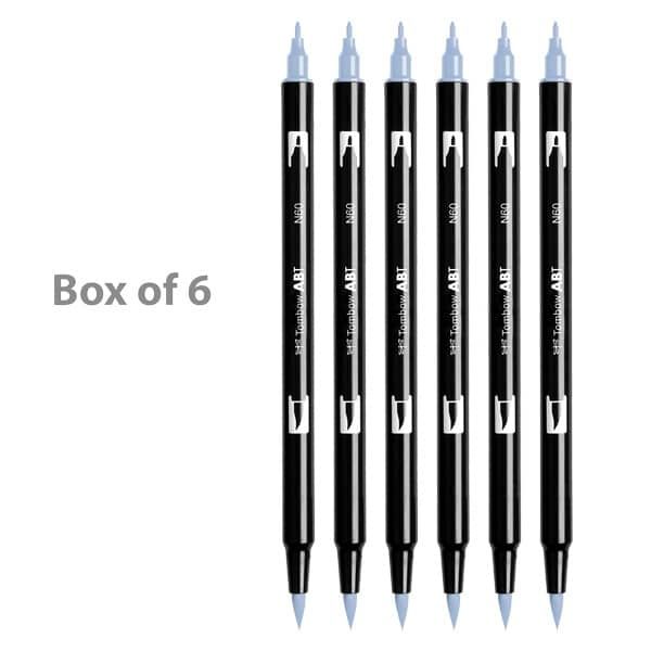 Tombow ABT Dual Brush Pen Set of 6 - Grey