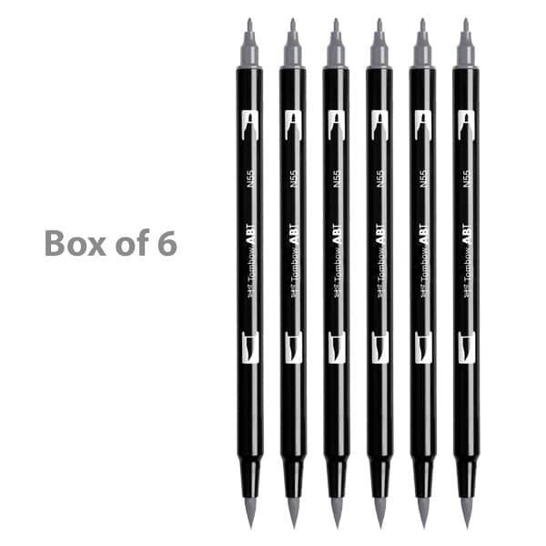 Tombow Dual Brush Pens Box of 6 Cool Grey 7