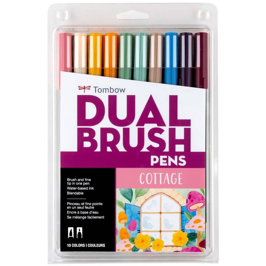 Tombow Dual Brush Pen Set of 10 Cottage Colors