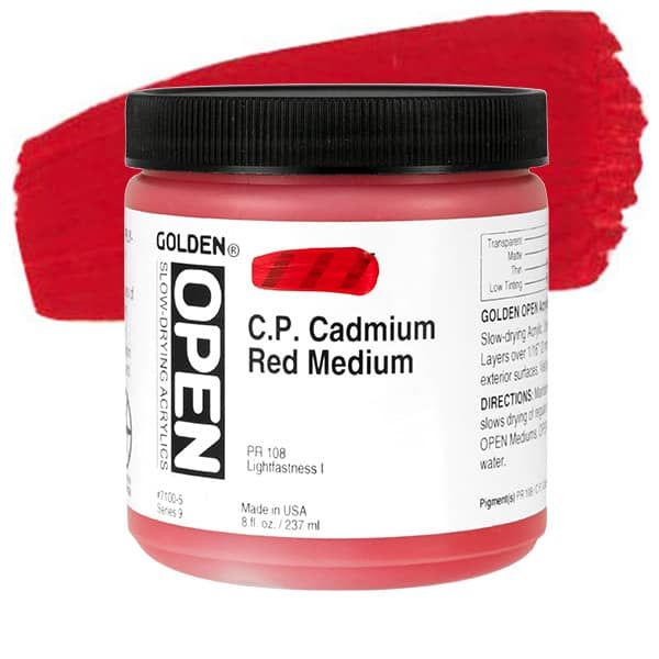 GOLDEN Open Acrylic Paints C.P. Cadmium Red Medium 8 oz