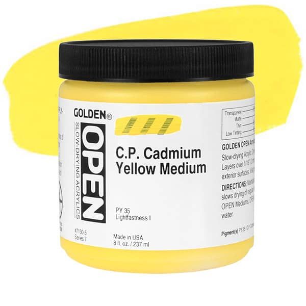 GOLDEN Open Acrylic Paints C.P. Cadmium Yellow Medium 8 oz