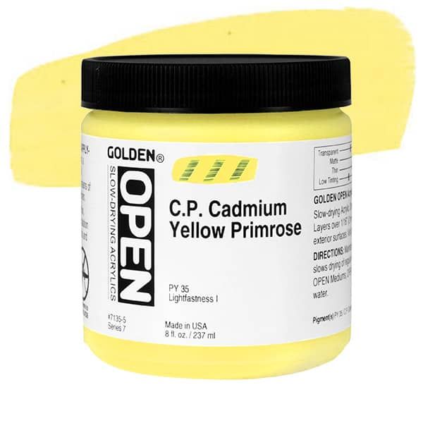 GOLDEN Open Acrylic Paints C.P. Cadmium Yellow Primrose 8 oz