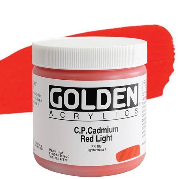 GOLDEN Heavy Body Acrylics - C.P. Cadmium Red Light, 16oz Jar