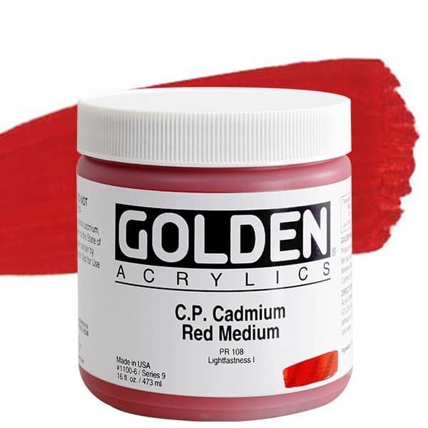 GOLDEN Heavy Body Acrylics - C.P. Cadmium Red Medium, 16oz Jar