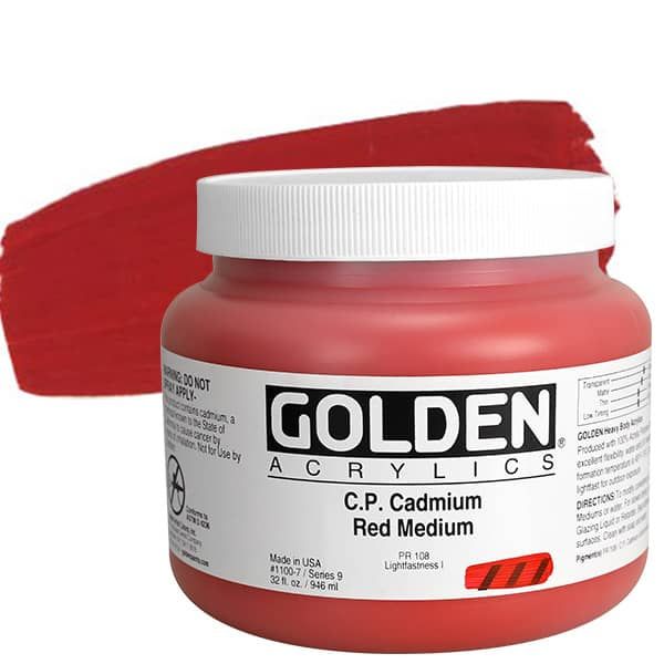 GOLDEN Heavy Body Acrylics - Cadmium Red Medium, 32oz Jar