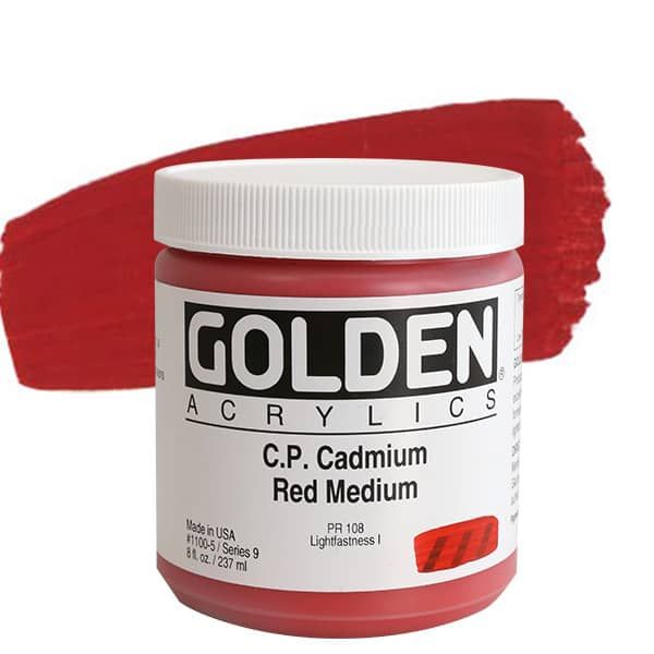GOLDEN Heavy Body Acrylics - Cadmium Red Medium, 8oz Jar