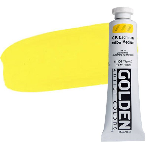 GOLDEN Heavy Body Acrylics - Cadmium Yellow Medium, 2oz Tube