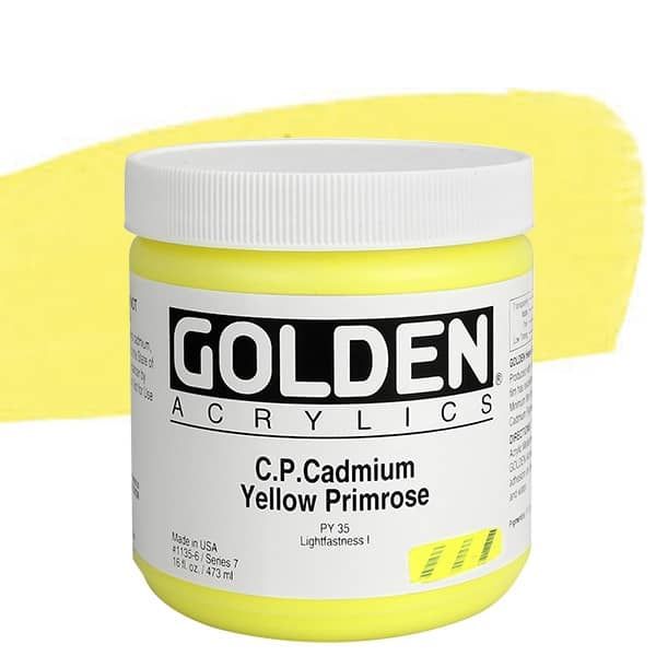 GOLDEN Heavy Body Acrylics - C.P. Cadmium Yellow Primrose, 16oz Jar
