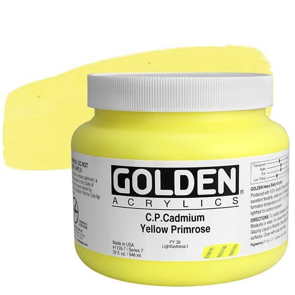 GOLDEN Heavy Body Acrylics - Cadmium Yellow Primrose, 32oz Jar