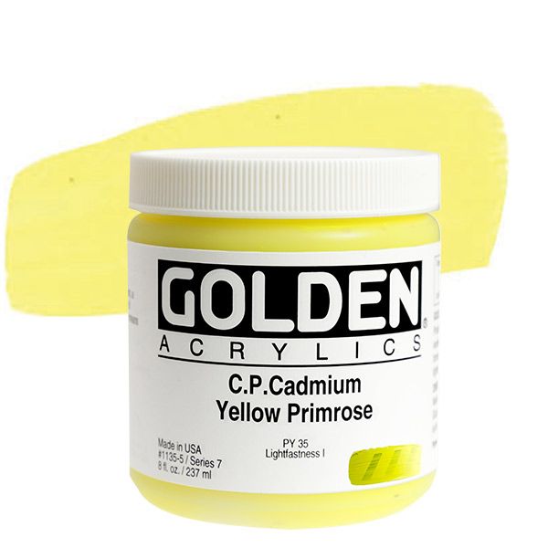 GOLDEN Heavy Body Acrylics - Cadmium Yellow Primrose, 8oz Jar