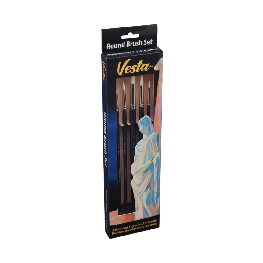 Creative Mark Vesta Synthetic Bristle Brush Set of 5-Rounds