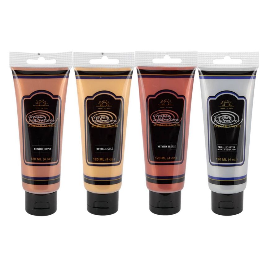 Creative Inspirations Acrylic Metallic Colors Set of 4, 120ml Tubes