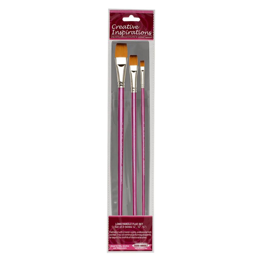 Creative Inspirations Dura-Handle™ Brushes Long Handle Flat Set (Set of 3)
