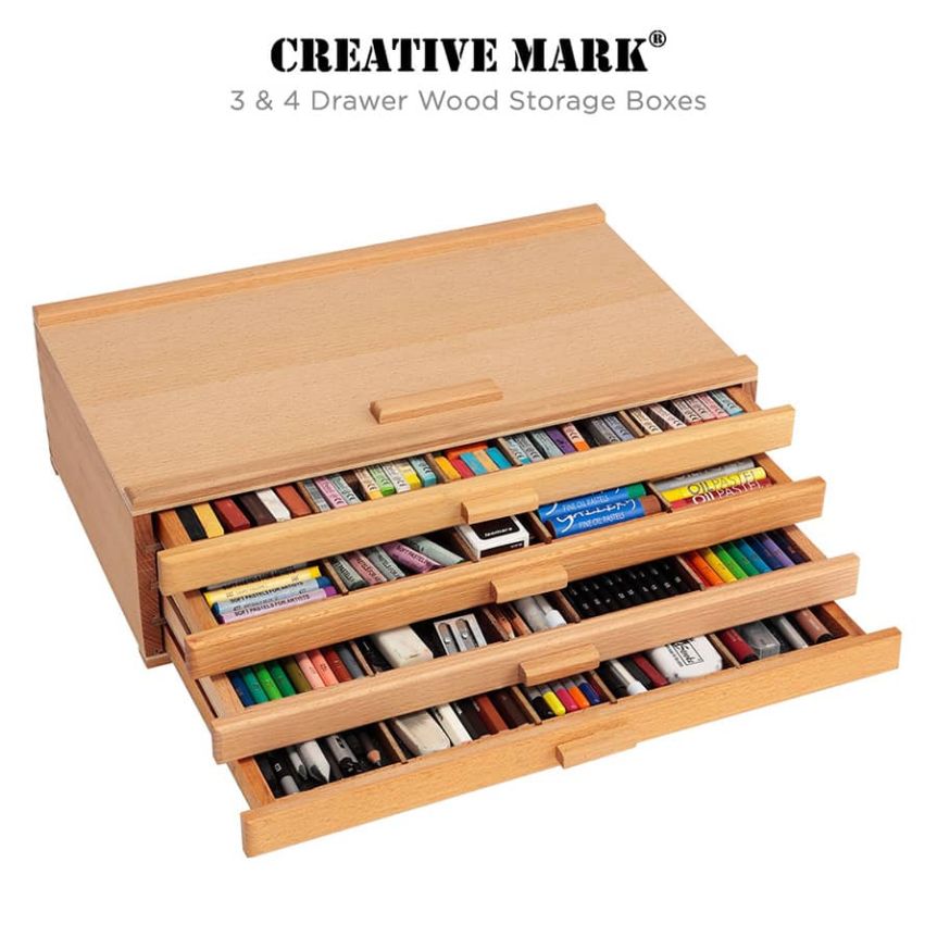 3 Drawer Wood Art Supply Storage Box