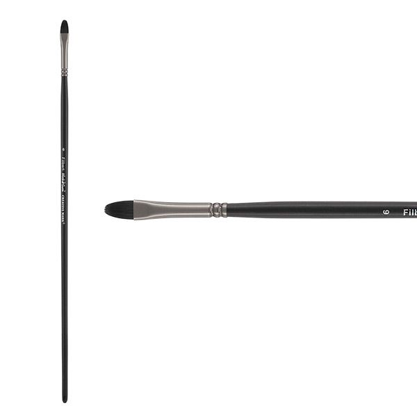 Black Swan Synthetic Red Sable Long Handle Brush-Oil & Acrylic Filbert #6