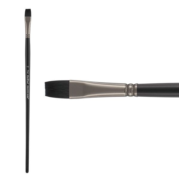 Black Swan Synthetic Red Sable Long Handle Brush-Oil & Acrylic Flat #12