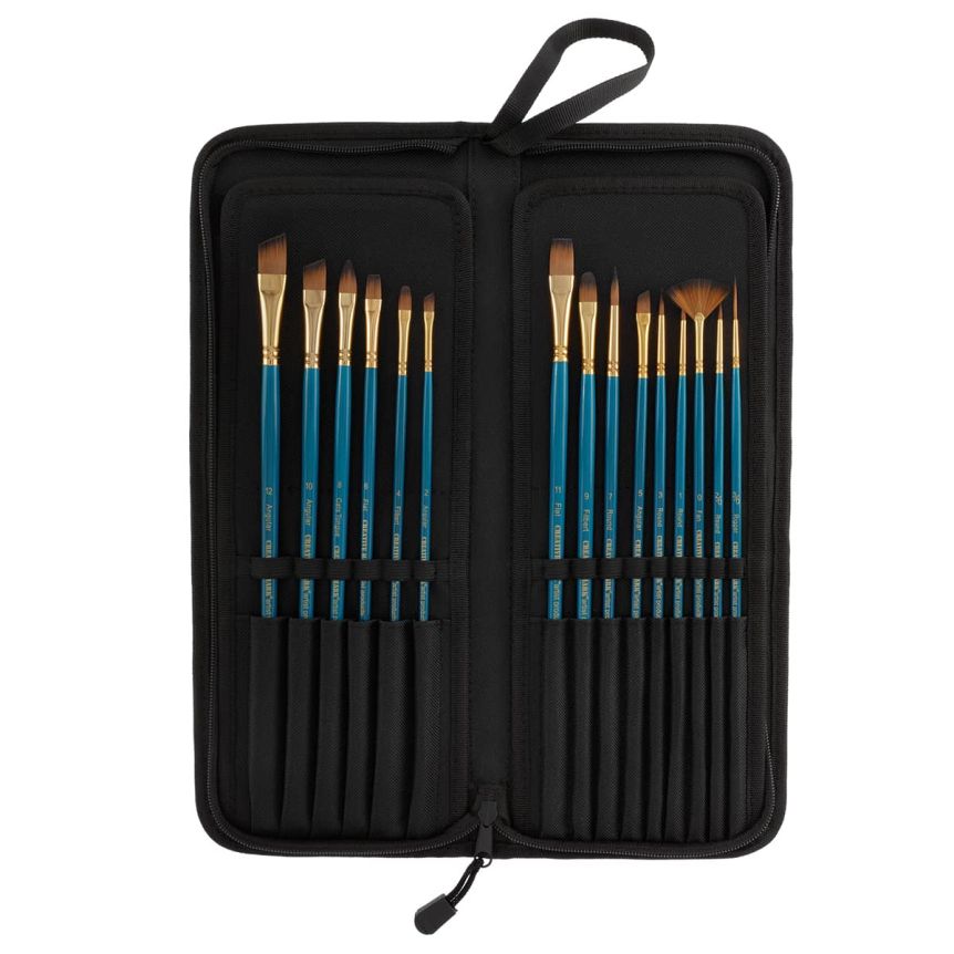 Creative Mark Long Handle Mix Use Brushes with Case Set of 15