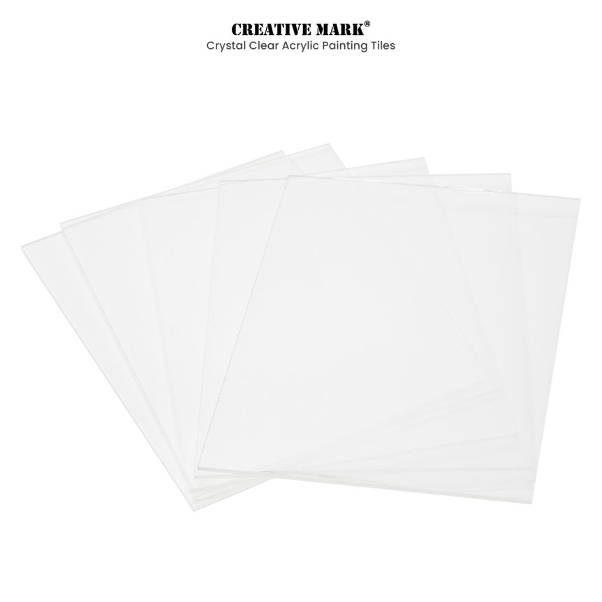5x5 in Crystal Clear Acrylic Painting Tiles (Pack of 5)