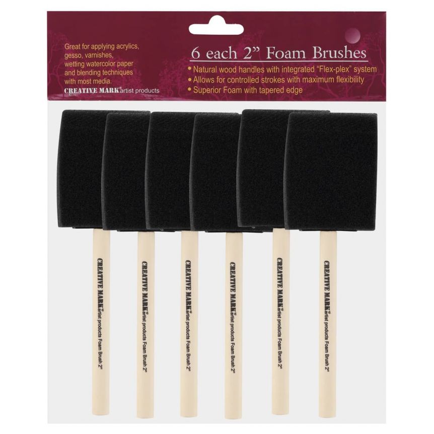Creative Mark Artist Foam Brushes, 2" (Set of 6)