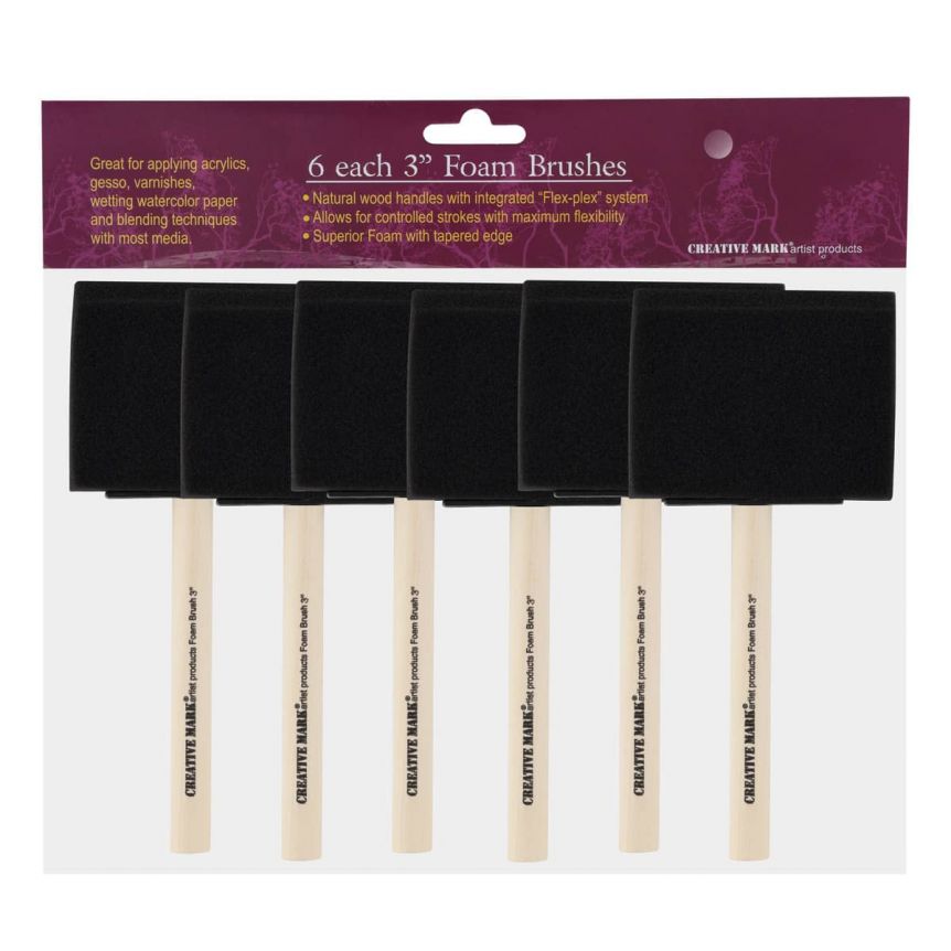 Creative Mark Artist Foam Brushes 3" (Pack of 6)