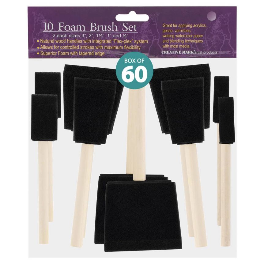 Creative Mark Artist Foam Brushes, Pack of 600 Assorted Sizes