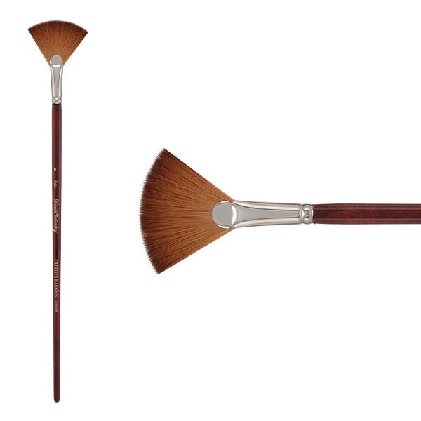 Mimik Kolinsky Synthetic Sable Long Handle Brush, Fan Size #6 