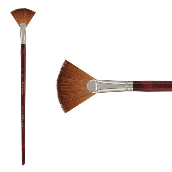 Mimik Kolinsky Synthetic Sable Long Handle Brush, Fan Size #8 