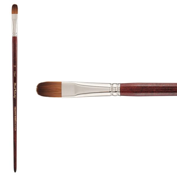Mimik Kolinsky Synthetic Sable Long Handle Brush, Filbert Size #12