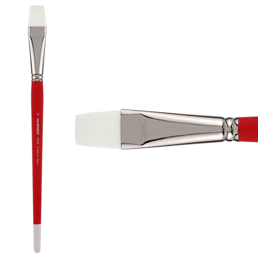 Creative Mark Pro White Soft Filament Hair Acrylic Brush Bright #12