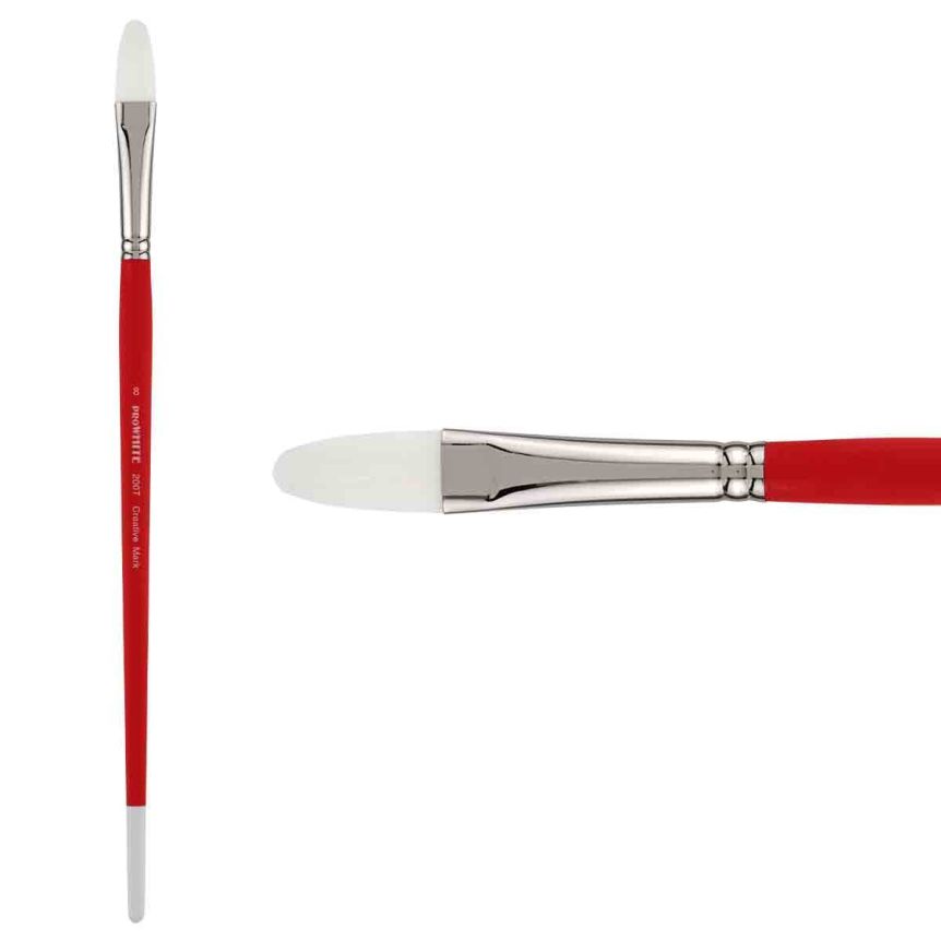 Creative Mark Pro White Soft Filament Hair Acrylic Brush Filbert #8