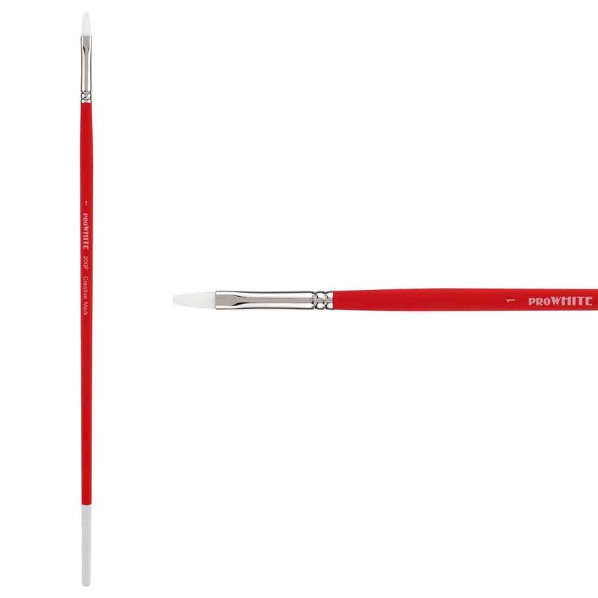 Creative Mark Pro White Soft Filament Hair Acrylic Brush Flat #1