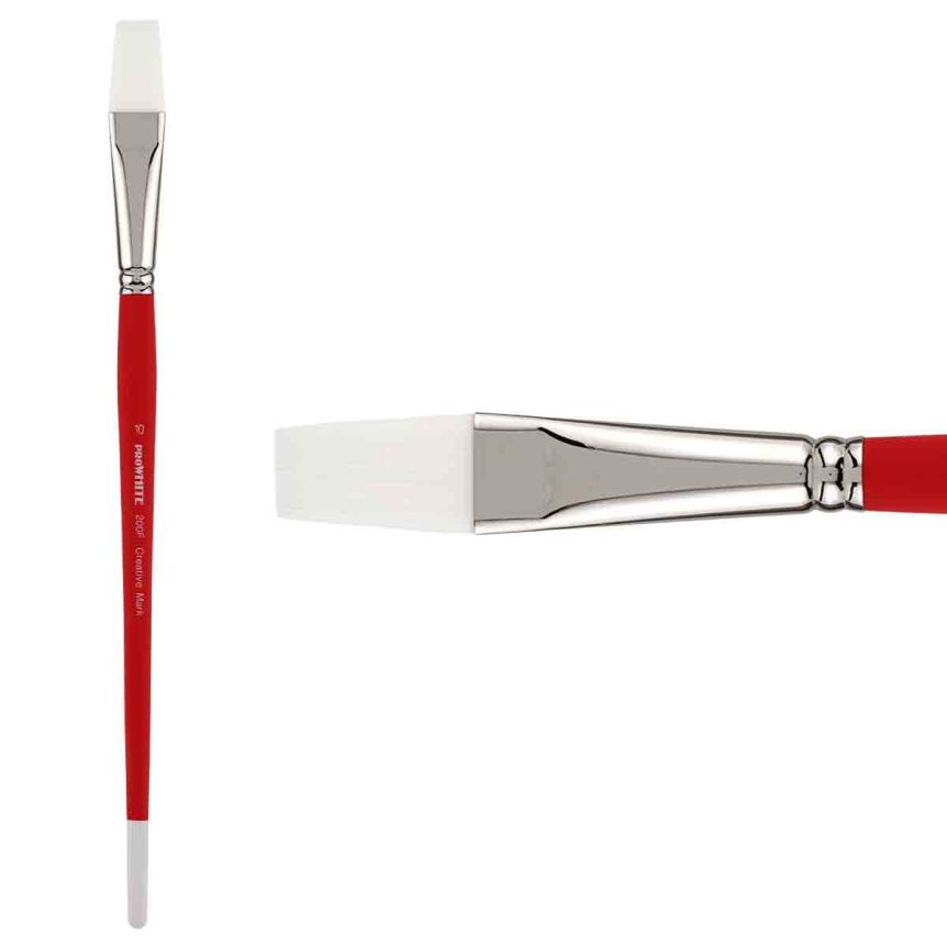 Creative Mark Pro White Soft Filament Hair Acrylic Brush Flat #10