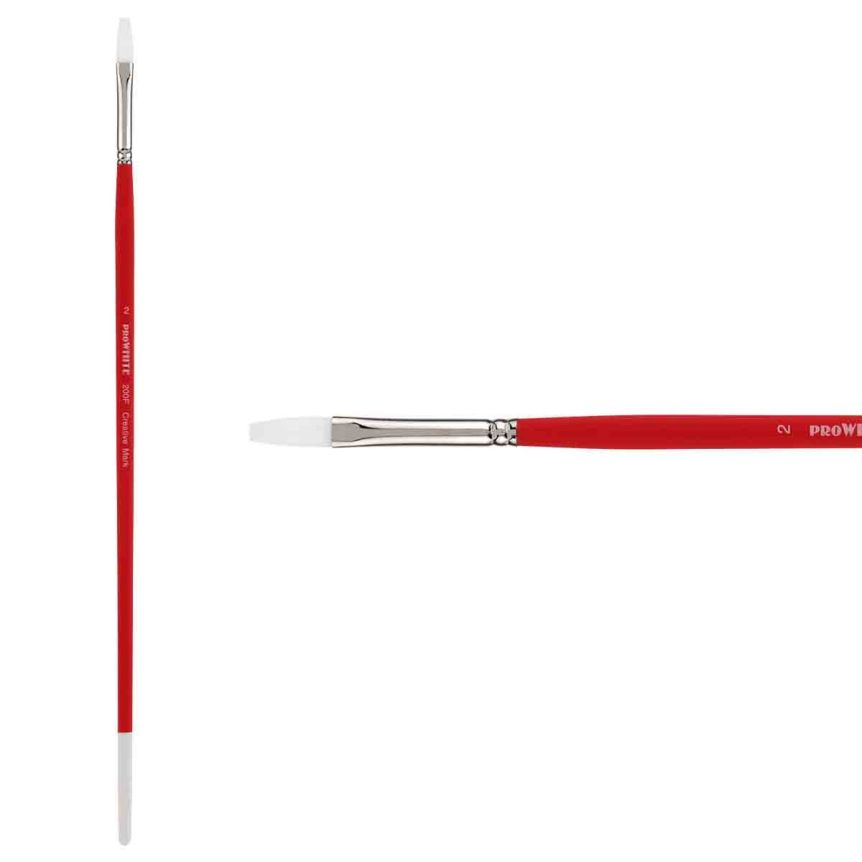 Creative Mark Pro White Soft Filament Hair Acrylic Brush Flat #2